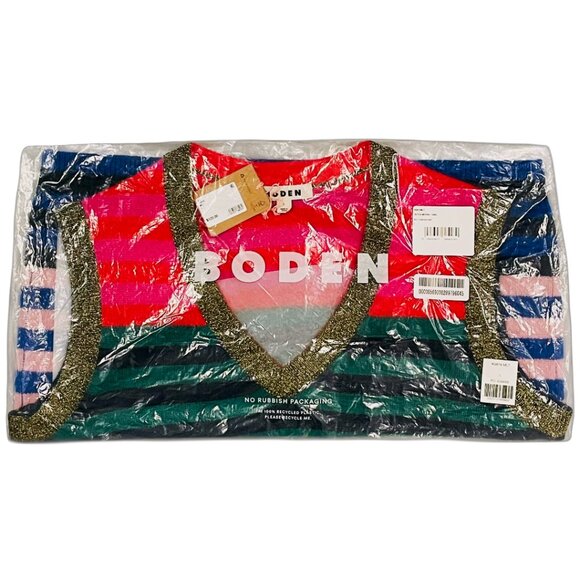 Boden Olivia Merino Wool Sweater Vest — Colorblock Stripe — Size L NWT - Picture 3 of 10